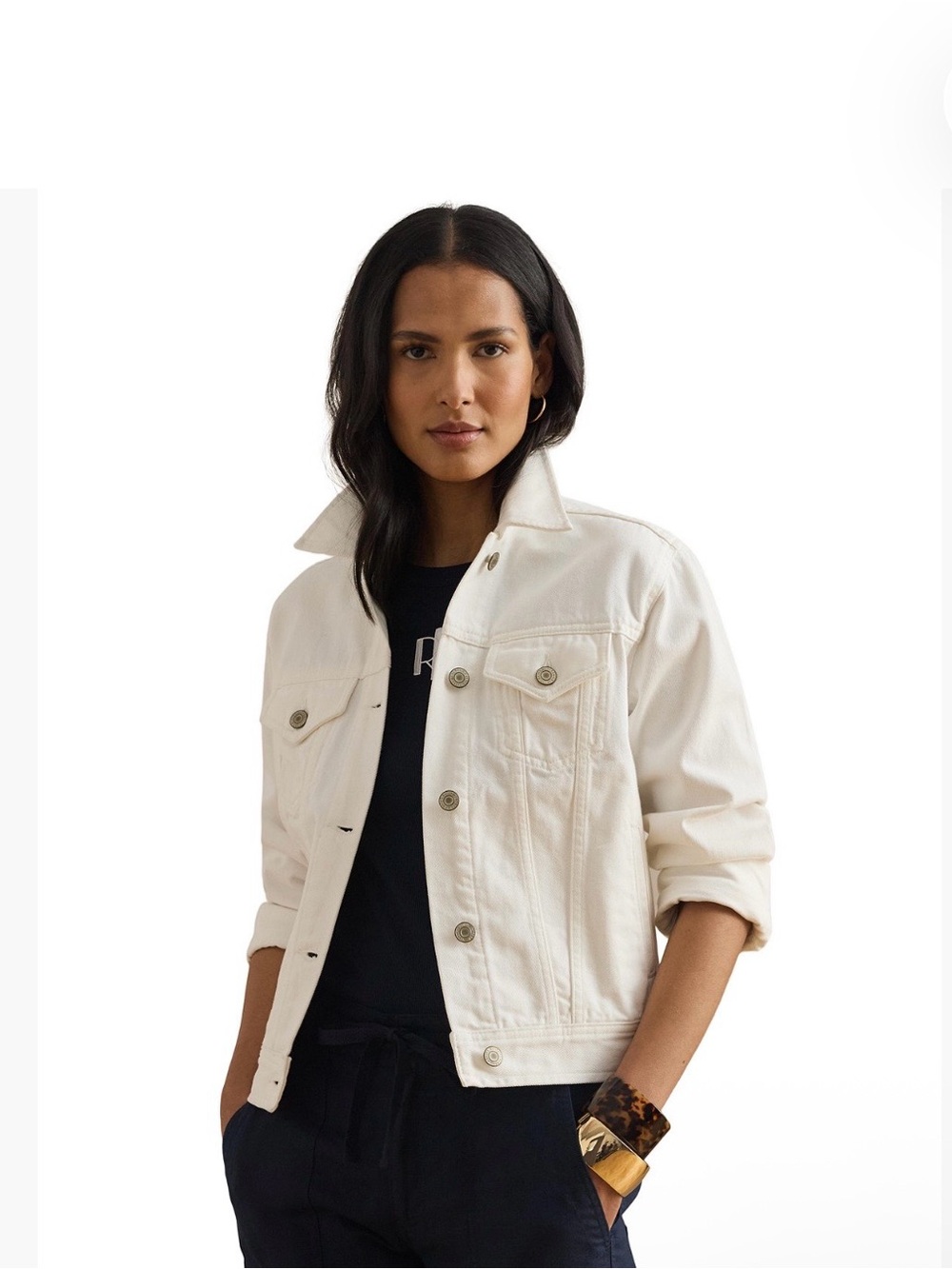 NWOT White Wash Lauren Ralph Lauren Denim Trucker Jacket